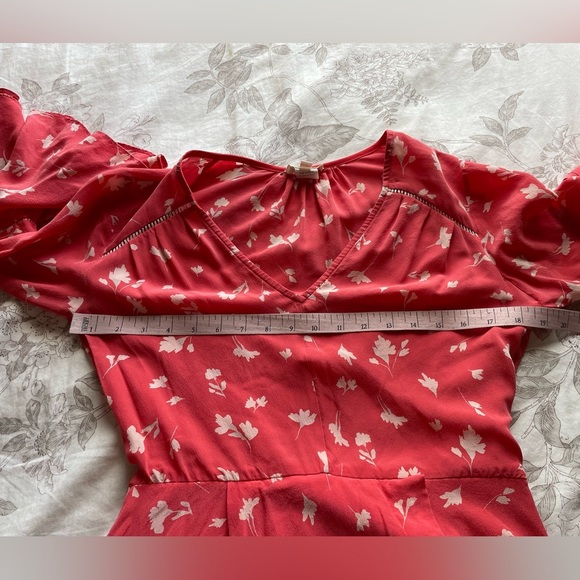 Anthropologie Shoshanna Millie 100% Silk Floral Flare Sleeve Midi Dress 4 Boho - Picture 10 of 16